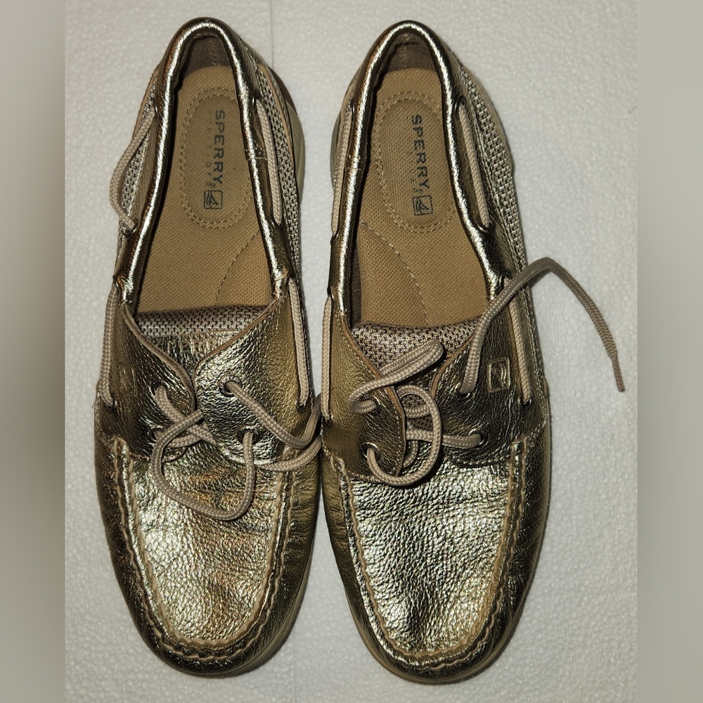 Women's 8.5 Metallic Gold Sperry TopSiders